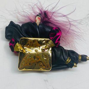 Vintage Rigodon Asian Dancer Brooch Made in French Rare